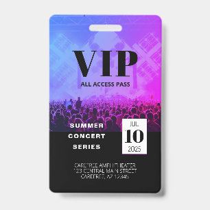 Crachá de Concerto de Acesso Total VIP Personaliza