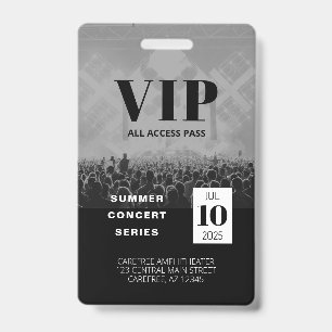 Crachá de Concerto de Acesso Total VIP Personaliza