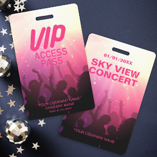Crachá de Concerto de Acesso Total VIP Rosa