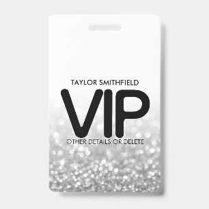 Crachá de cordão VIP personalizado com brilho prat