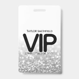 Crachá de cordão VIP personalizado com brilho prat
