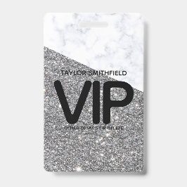 Crachá de cordão VIP trendy Glitter Prata personal