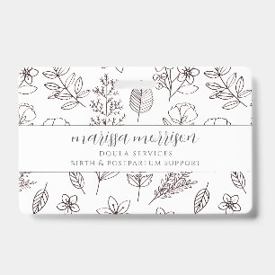 Crachá de Doula Floral Desenhado à Mão Caprichoso