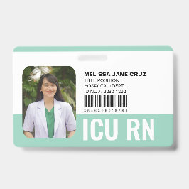 Crachá de enfermeira médico personalizado verde pa