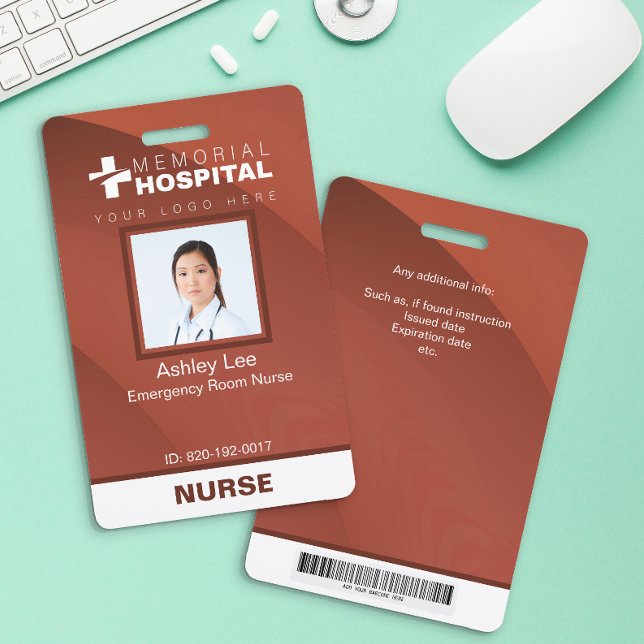 Crachá de Enfermeiro do Hospital Rust com Foto e C (Criador carregado)