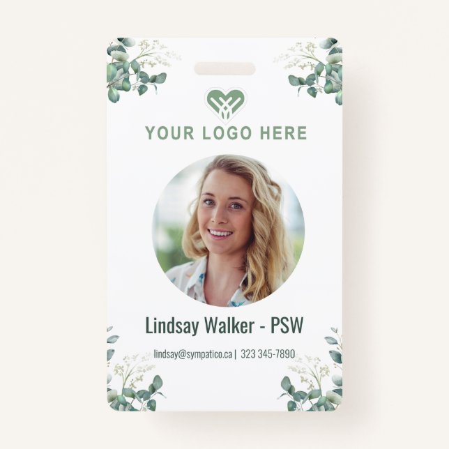 Crachá de estilo Eucalyptus verde (Frente)