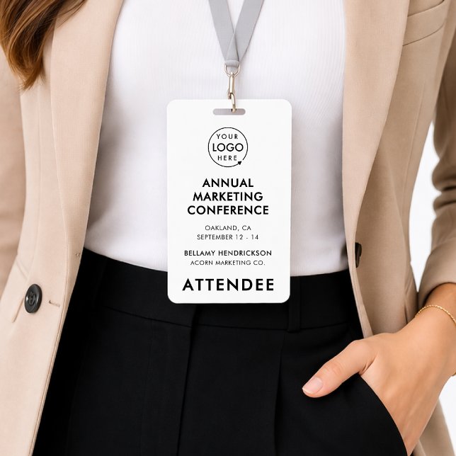 Crachá de Evento 4x6 | Código QR de Senha de Crono (Create a 4x6 conference badge with attendee details, schedule, and QR code access)