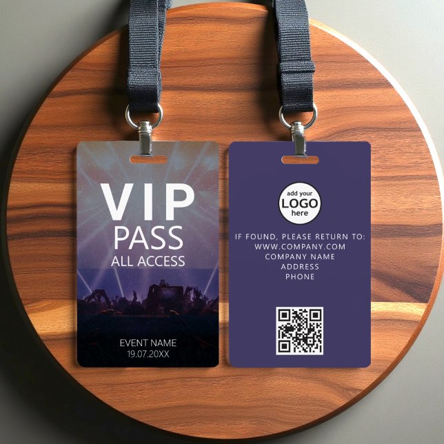 Crachá de Evento com Código QR de Acesso Total VIP (Criador carregado)