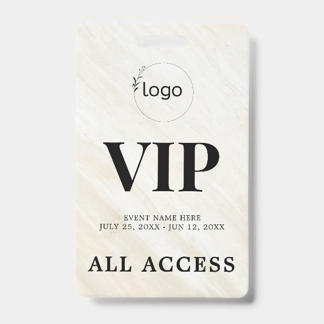 Crachá de Evento de Acesso Total VIP Personalizado (Frente)