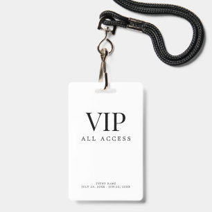 Crachá de Evento de Acesso Total VIP Personalizado