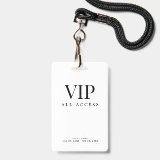 Crachá de Evento de Acesso Total VIP Personalizado
