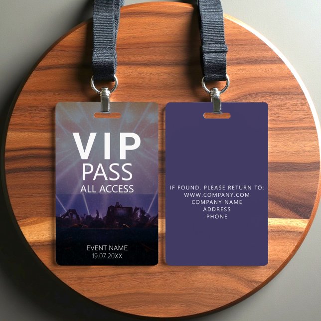Crachá de Evento de Acesso Total VIP Personalizado (Criador carregado)
