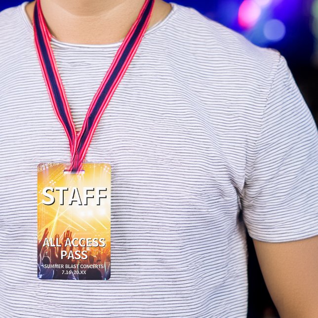Crachá de Evento de Concerto STAFF All Access Pass (STAFF All Access Pass Concert Event Badge)