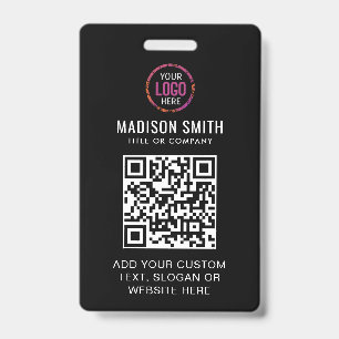 Crachá de Evento de Logotipo Preto Moderno Código 