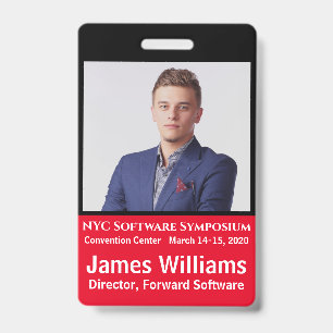Crachá de evento vertical com foto personalizada