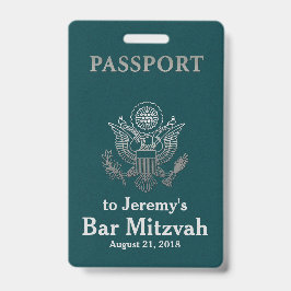 Crachá de festa de Bar Mitzvah em azul-petróleo e