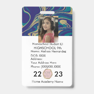 Crachá de Foto Abstrata ID de Escola de Ensino em 