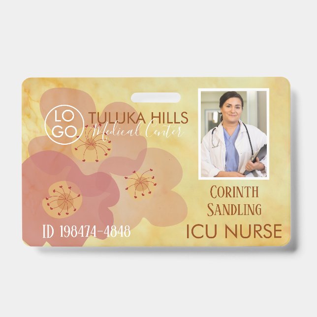 Crachá de Foto da Medica Flores Suaves Corações (Frente)