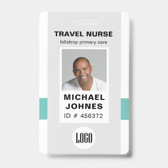 crachá de foto de enfermeiro do funcionário e nome (Frente)