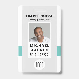 crachá de foto de enfermeiro do funcionário e nome