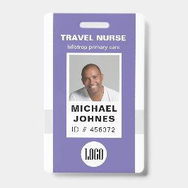 crachá de foto de enfermeiro do funcionário e nome