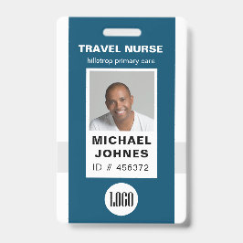 crachá de foto de enfermeiro do funcionário e nome