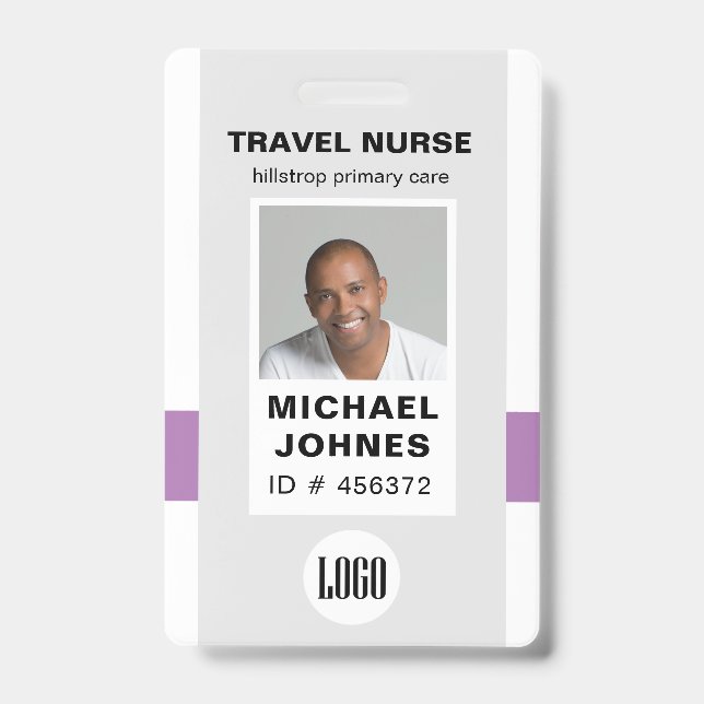 crachá de foto de enfermeiro do funcionário e nome (Frente)