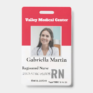 Crachá de Foto de Funcionário Médico Personalizado