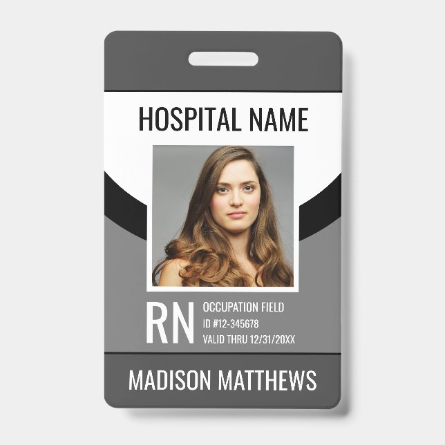 Crachá de Foto de Funcionário Médico Personalizado (Frente)