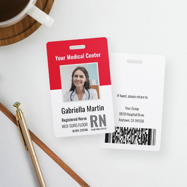 Crachá de Foto de Funcionário Médico Personalizado (Criador carregado)