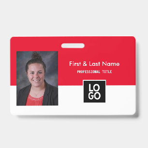Crachá de Foto de Funcionário Personalizado Vermel