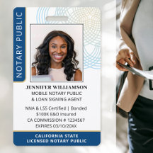 Crachá de Foto de ID de Notário Público Personaliz