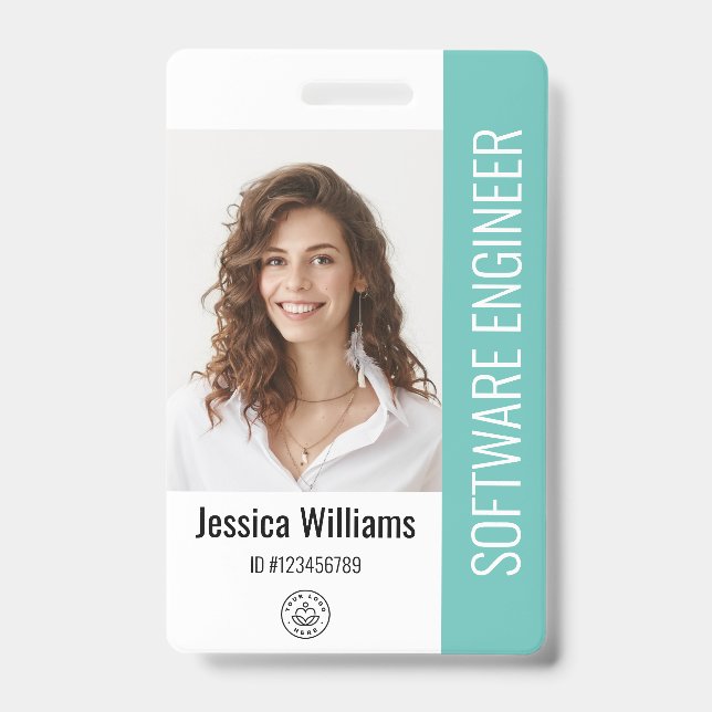 Crachá de Foto ID Personalizado com Nome e Logotip (Frente)