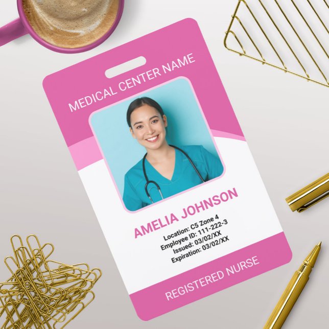 Crachá de Foto Personalizado de Funcionário de Hos (Criador carregado)