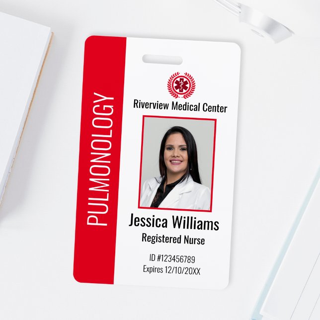 Crachá de Foto Personalizado Vermelho para Funcion (Criador carregado)