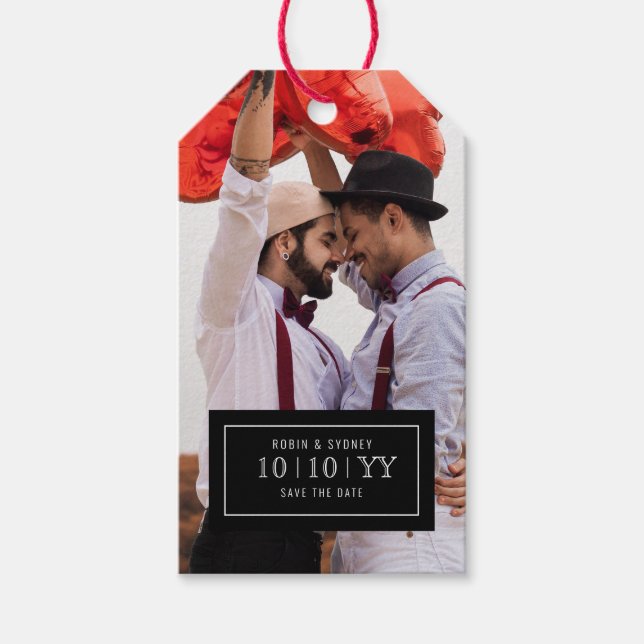 Crachá de fotos | Salvar a data | Etiqueta de pres (Frente)