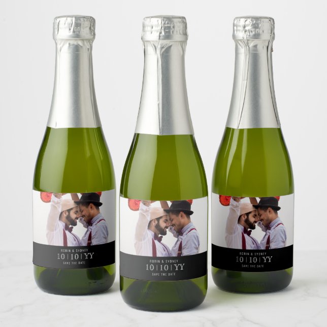 Crachá de fotos | Salvar a data | Rótulo do Mini F (Garrafas)