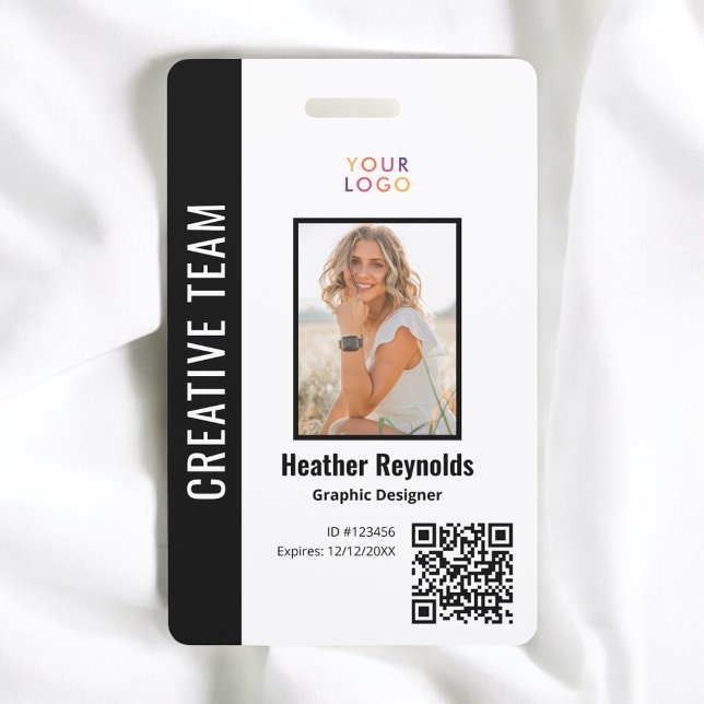 Crachá de Funcionário com Código QR Preto (Criador carregado)