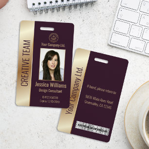 Crachá de Funcionário Corporativo Burgundy Persona