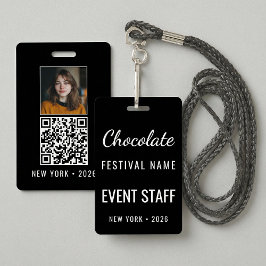 Crachá de Funcionário de Código QR de Foto do Fest