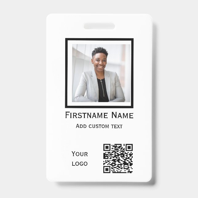 crachá de funcionário de foto branca personalizado (Frente)