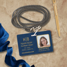 Crachá de Funcionário Personalizado Azul Marinho D