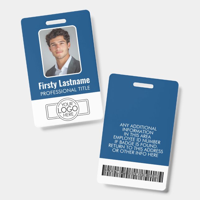 Crachá de Funcionário Personalizado - Foto, Código (Frente e verso)