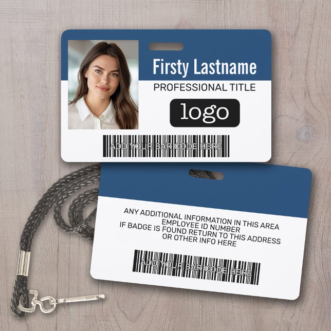 Crachá de Funcionário Personalizado - Foto, Código (Custom Photo ID Badge with logo and bar code)