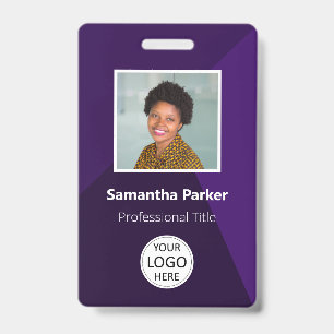 Crachá de Funcionário Personalizado Roxo - Foto, L