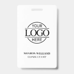 Crachá de Funcionário Preto e Branco com Logotipo 
