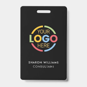 Crachá de Funcionário Preto e Branco com Logotipo 