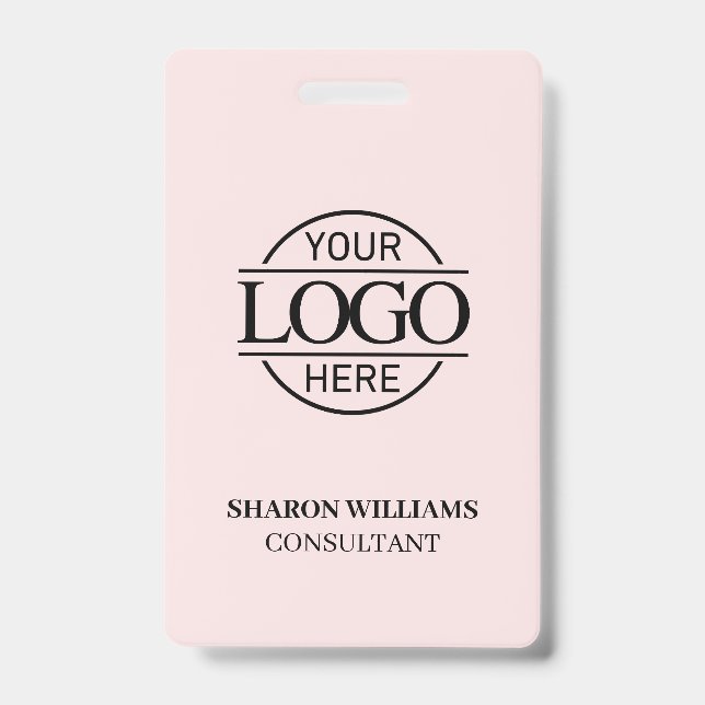 Crachá de Funcionário Rosa Bege com Logotipo Empre (Frente)