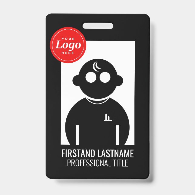 Crachá de Funcionário V2 com Código QR Preto (Frente)