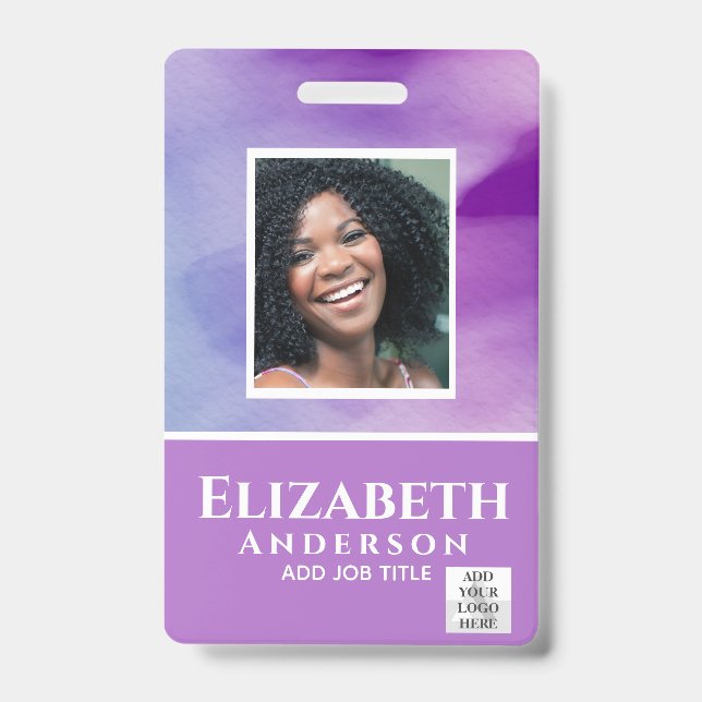 Crachá de Funcionário VIP com ID e Foto Abstratos  (Frente)